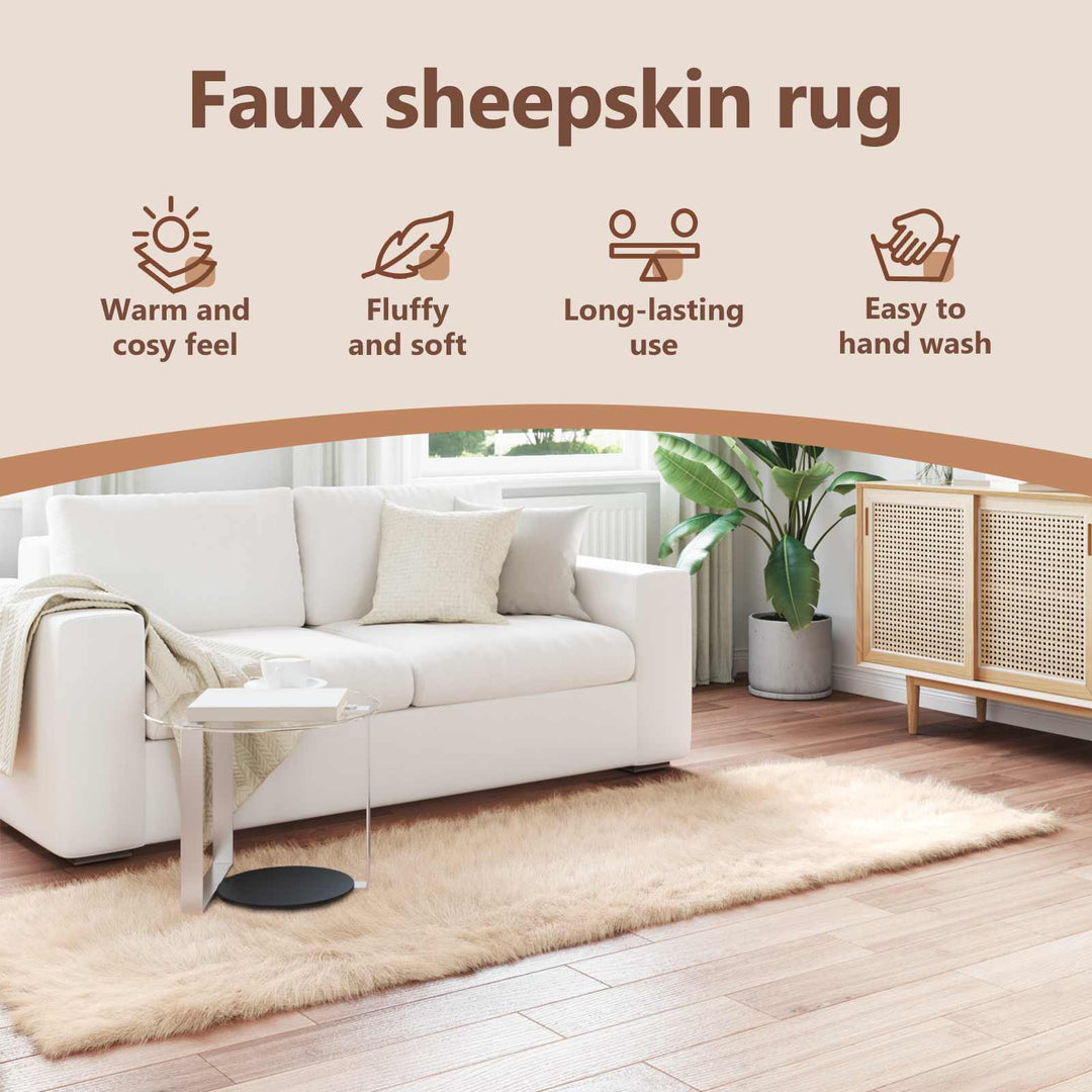 Fuskobbel lammeskindstæppe TAFALLA Beige 80 x 250 cm Polyester
