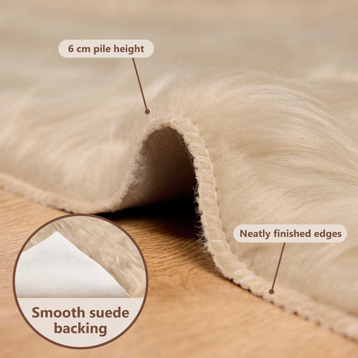 Fuskobbel lammeskindstæppe TAFALLA Beige 80 x 250 cm Polyester