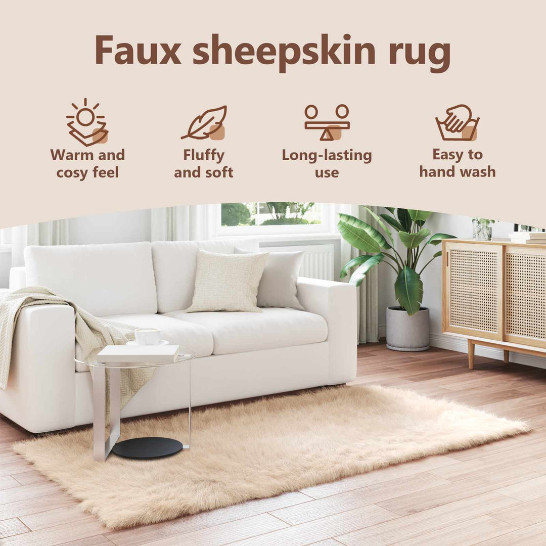 Fuskobbel lammeskindstæppe TAFALLA Beige 100 x 200 cm Polyester