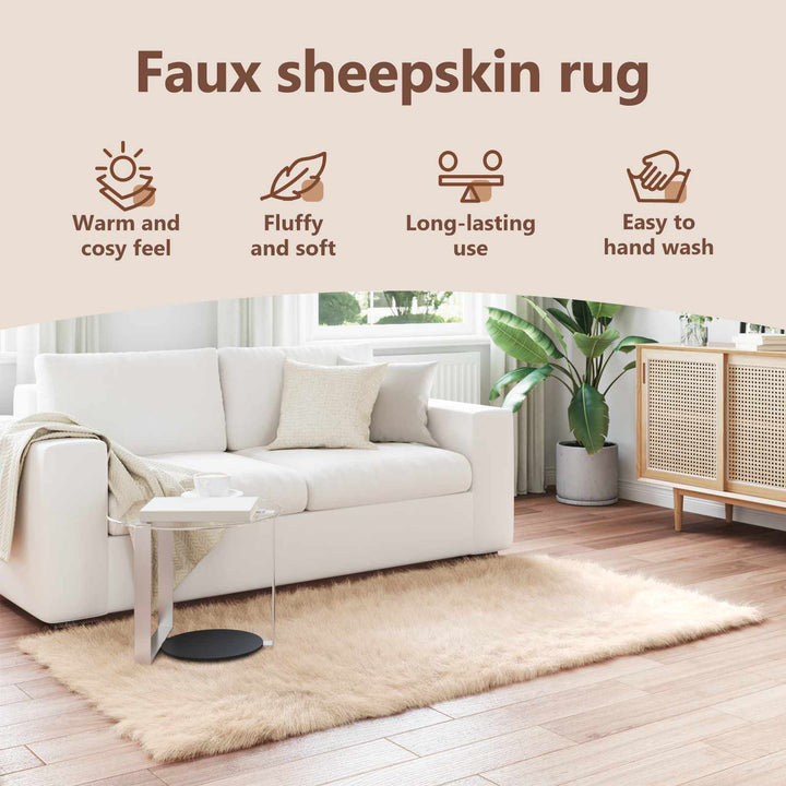 Fuskobbel lammeskindstæppe TAFALLA Beige 100 x 200 cm Polyester