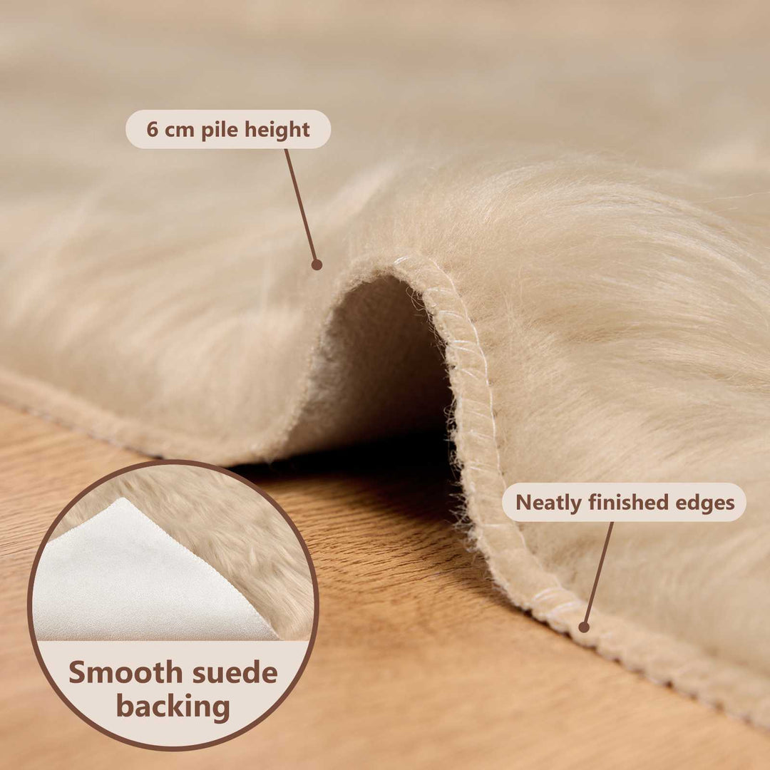 Fuskobbel lammeskindstæppe TAFALLA Beige 100 x 200 cm Polyester