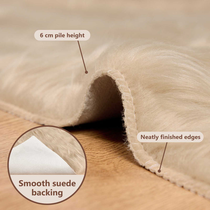 Fuskobbel lammeskindstæppe TAFALLA Beige 100 x 200 cm Polyester