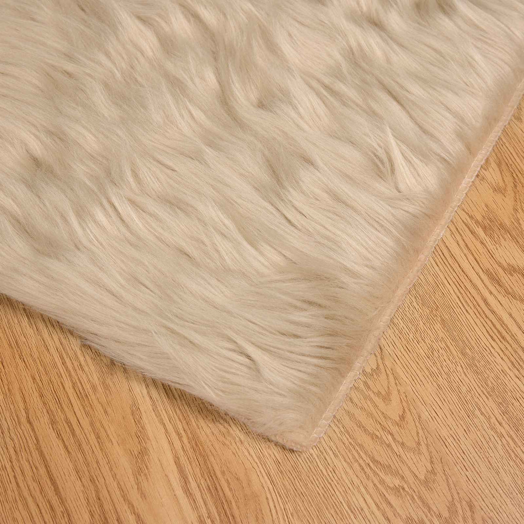 Fuskobbel lammeskindstæppe TAFALLA Beige 120 x 170 cm Polyester
