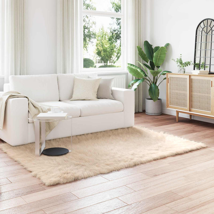 Fuskobbel lammeskindstæppe TAFALLA Beige 120 x 170 cm Polyester