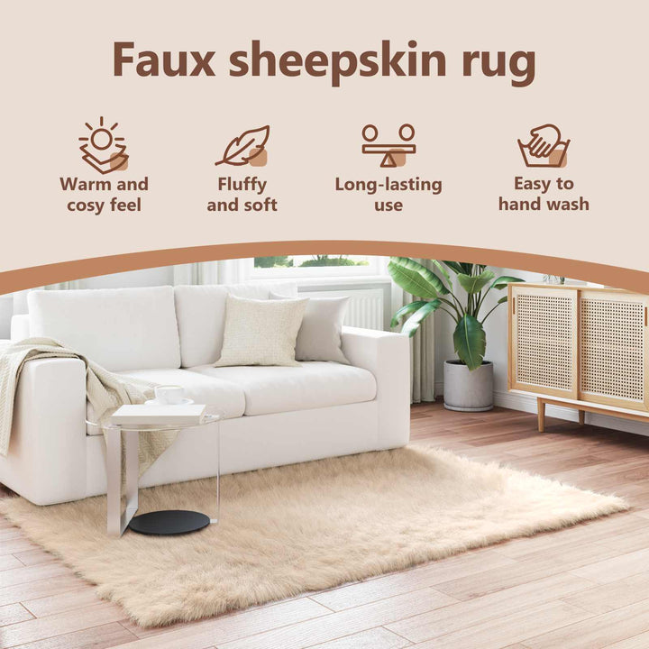 Fuskobbel lammeskindstæppe TAFALLA Beige 120 x 170 cm Polyester