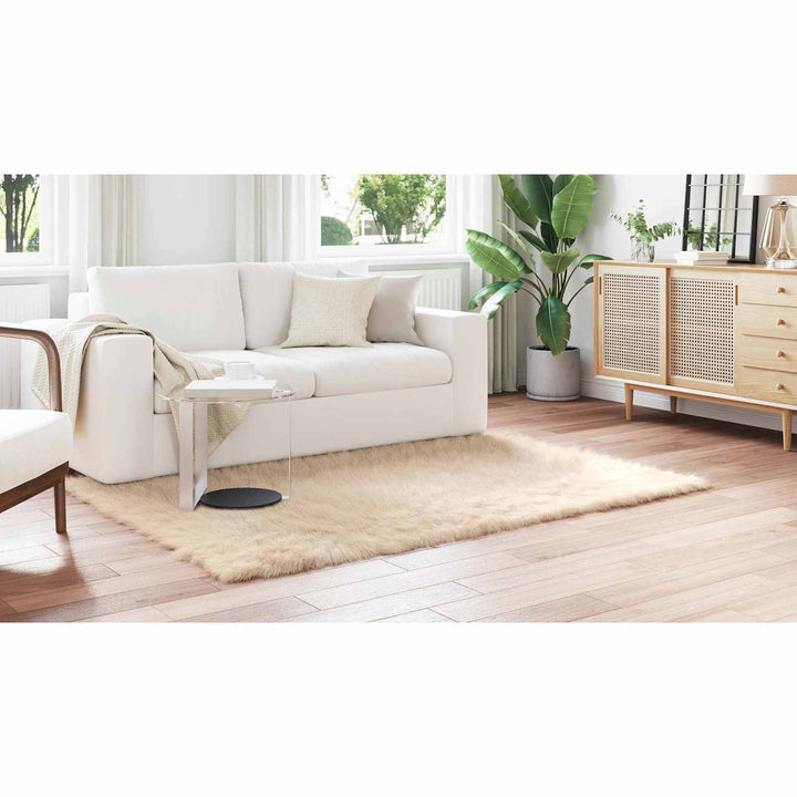 Fuskobbel lammeskindstæppe TAFALLA Beige 160 x 230 cm Polyester