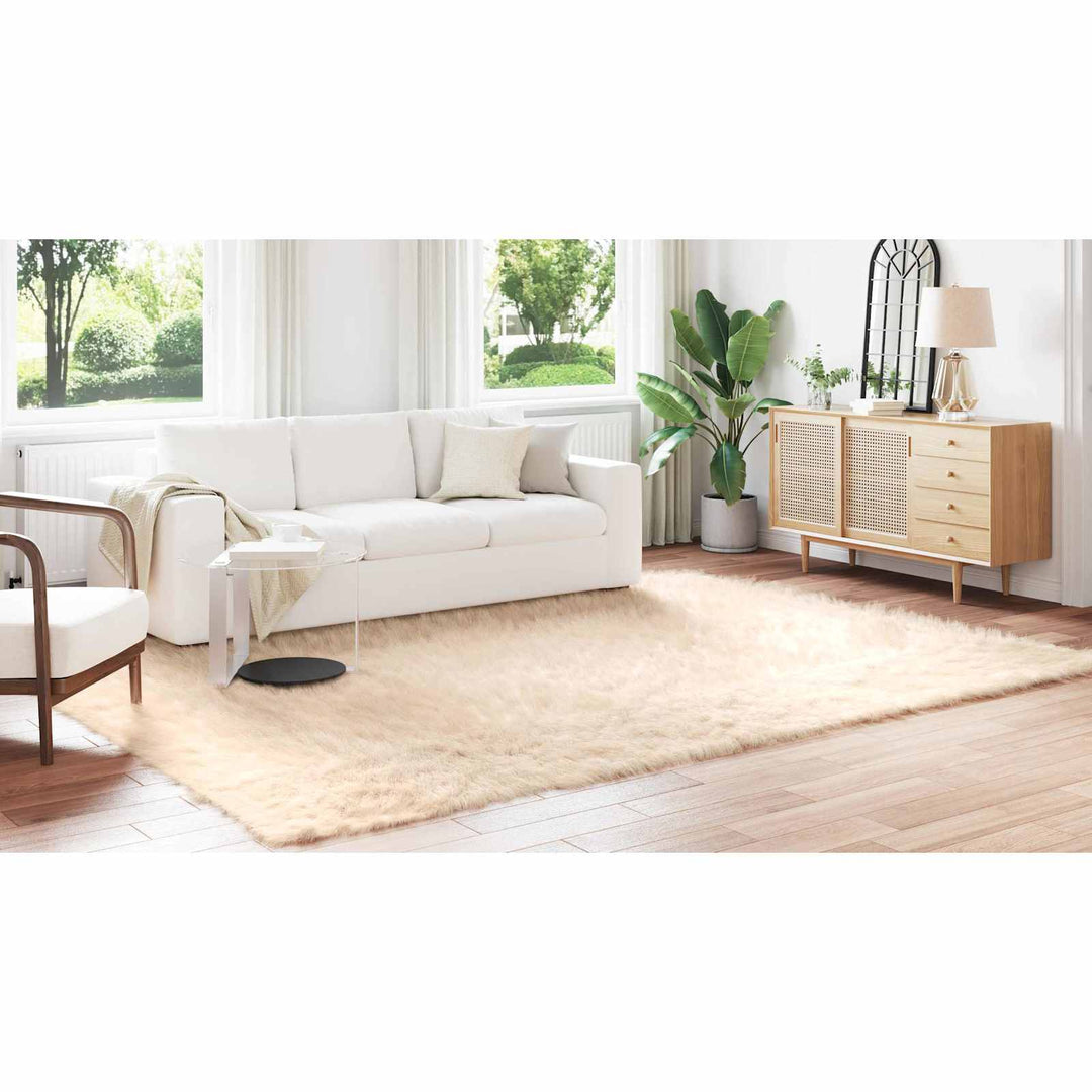 Fuskobbel lammeskindstæppe TAFALLA Beige 200 x 280 cm Polyester