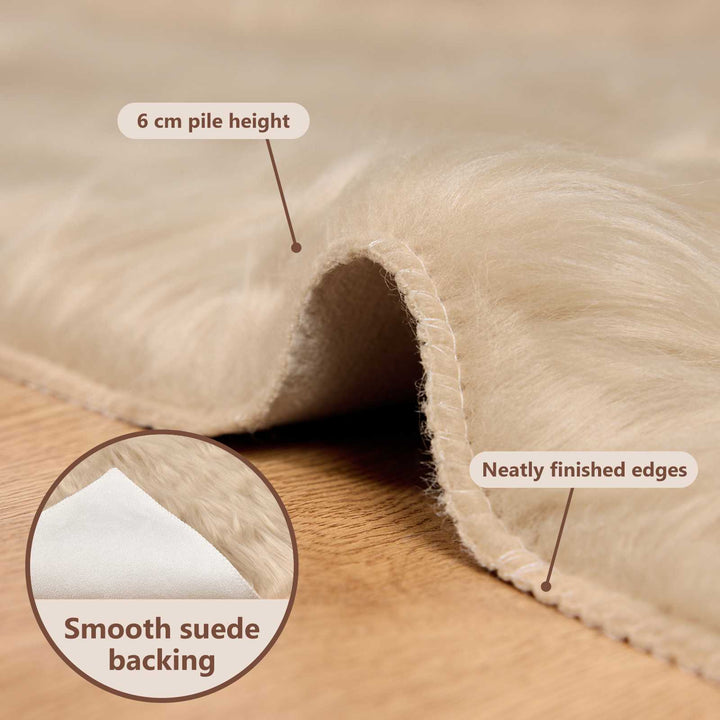 Fuskobbel lammeskindstæppe TAFALLA Beige 200 x 280 cm Polyester
