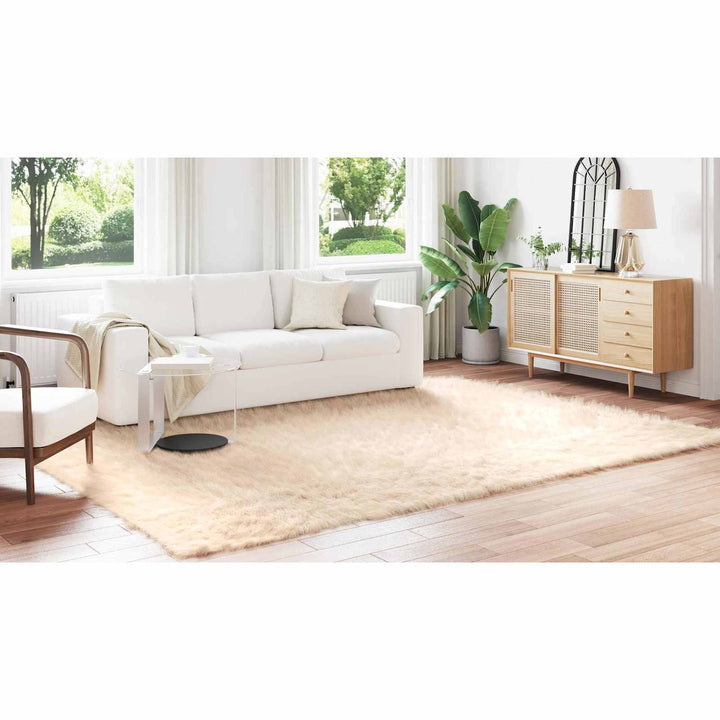 Fuskobbel lammeskindstæppe TAFALLA Beige 240 x 340 cm Polyester