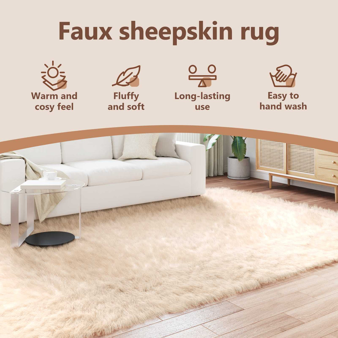 Fuskobbel lammeskindstæppe TAFALLA Beige 240 x 340 cm Polyester