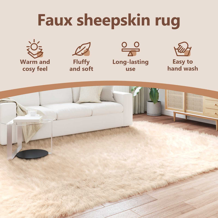Fuskobbel lammeskindstæppe TAFALLA Beige 240 x 340 cm Polyester