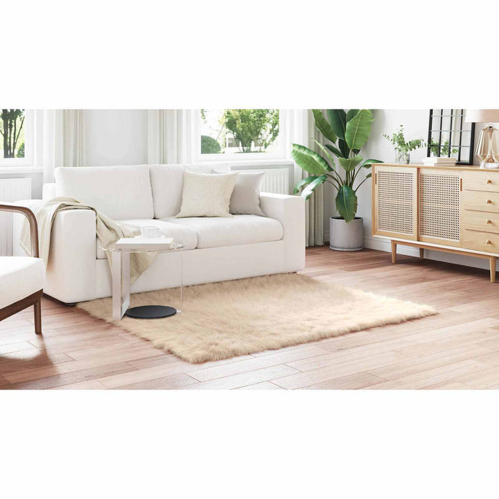Fuskobbel lammeskindstæppe TAFALLA Beige 160 x 160 cm Polyester