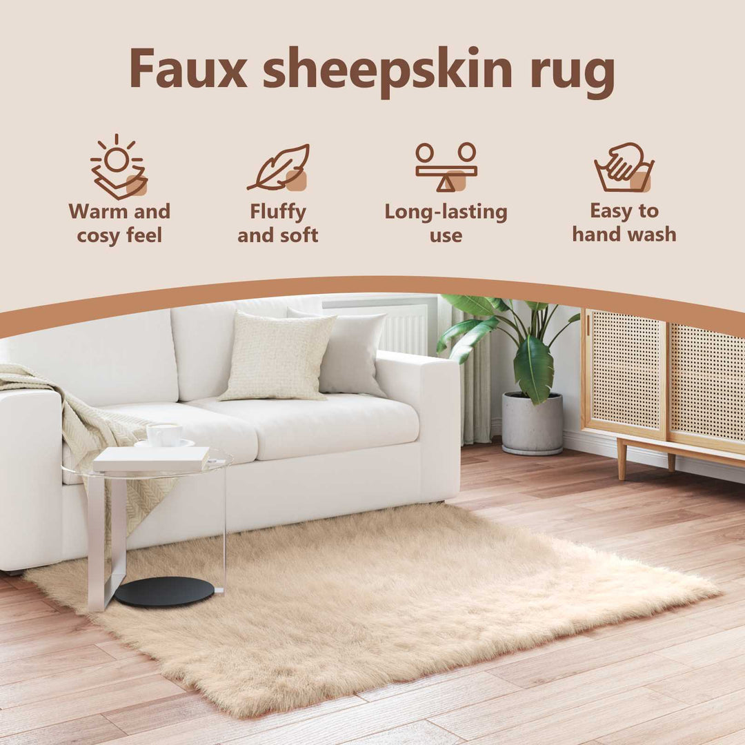 Fuskobbel lammeskindstæppe TAFALLA Beige 160 x 160 cm Polyester