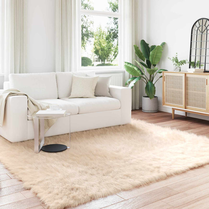 Fuskobbel lammeskindstæppe TAFALLA Beige 240 x 240 cm Polyester