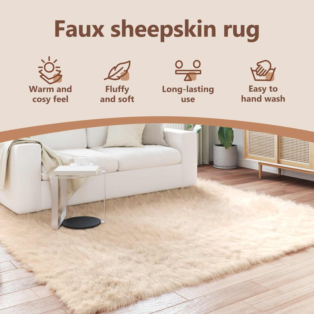 Fuskobbel lammeskindstæppe TAFALLA Beige 240 x 240 cm Polyester