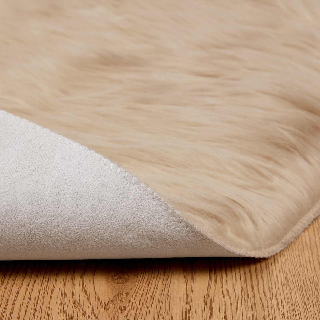 Fuskobbel lammeskindstæppe TAFALLA Beige Ø 120 cm Polyester