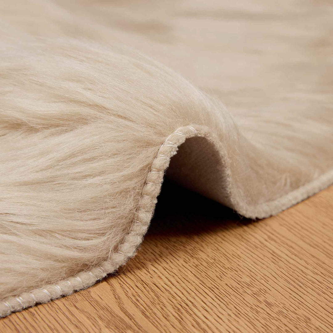 Fuskobbel lammeskindstæppe TAFALLA Beige Ø 120 cm Polyester