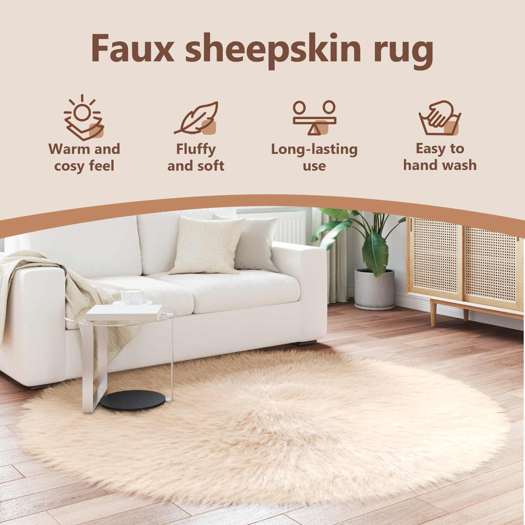 Fuskobbel lammeskindstæppe TAFALLA Beige Ø 160 cm Polyester