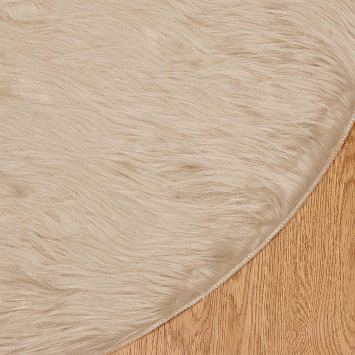 Fuskobbel lammeskindstæppe TAFALLA Beige Ø 200 cm Polyester
