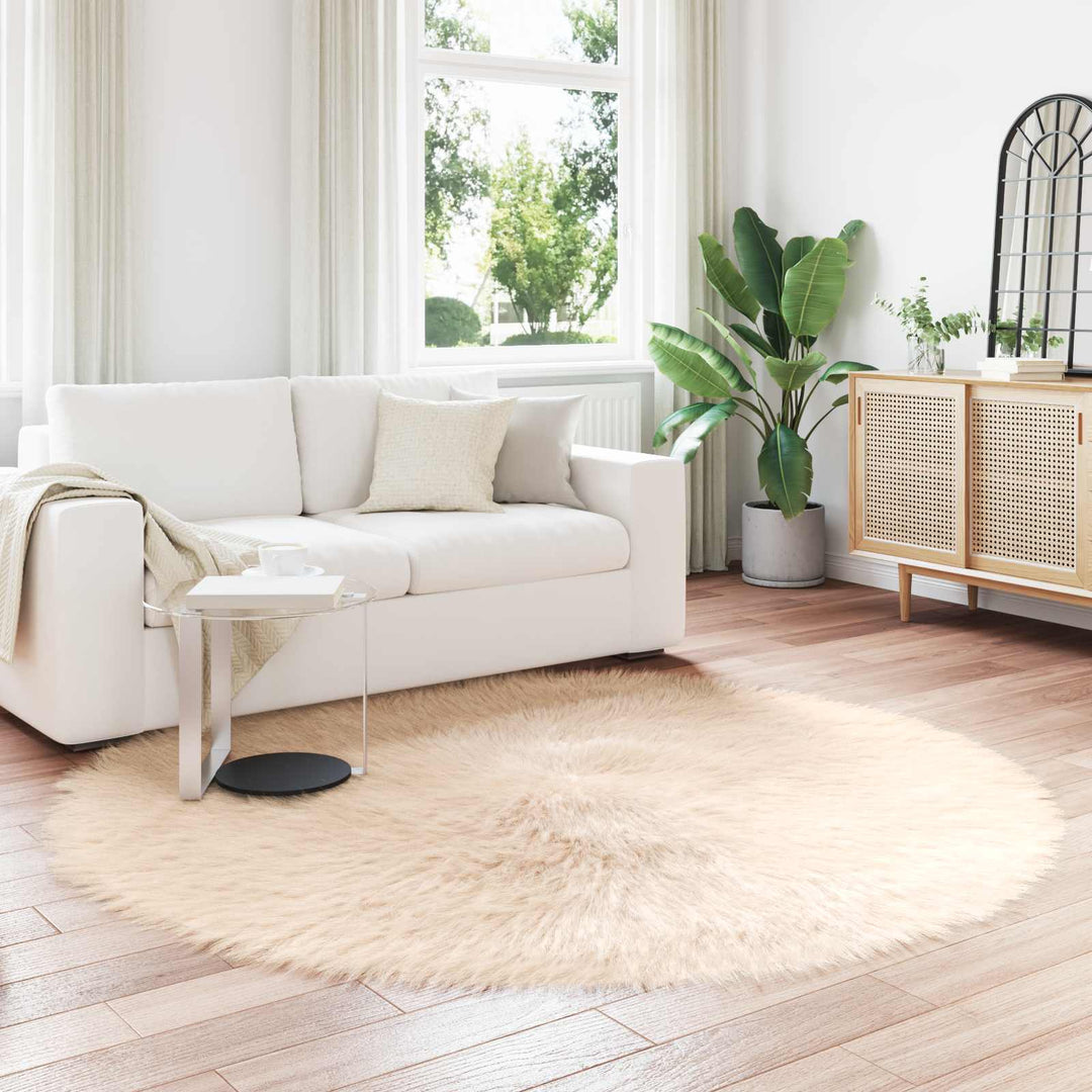 Fuskobbel lammeskindstæppe TAFALLA Beige Ø 200 cm Polyester