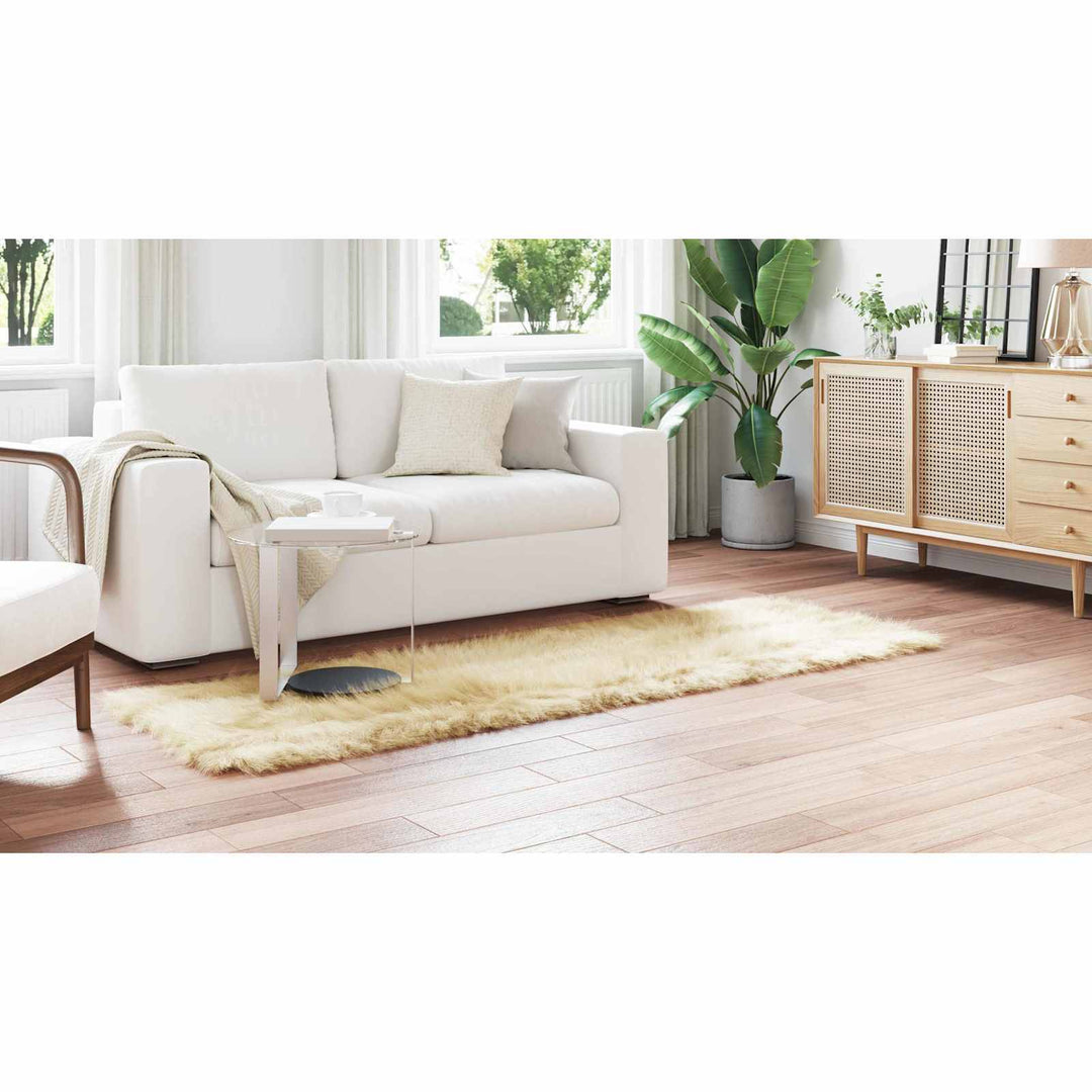 Fuskobbel lammeskindstæppe TAFALLA Cremefarvet 80 x 250 cm