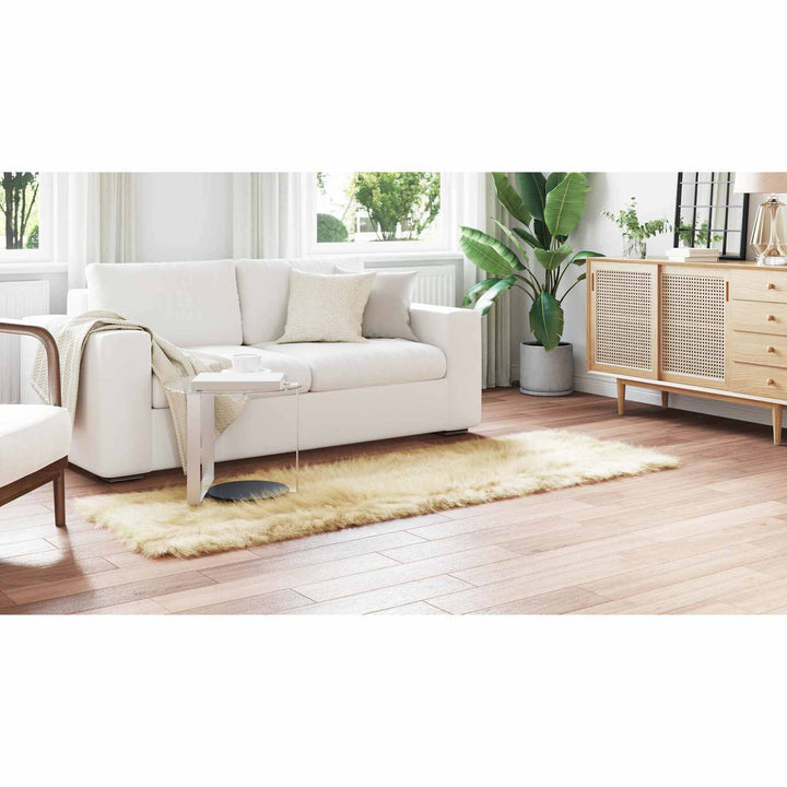 Fuskobbel lammeskindstæppe TAFALLA Cremefarvet 80 x 250 cm
