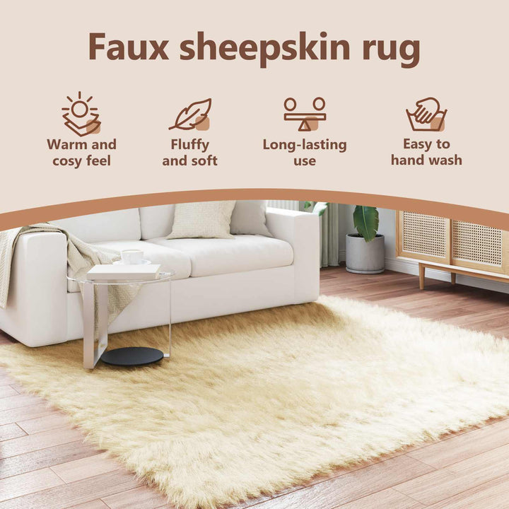 Fuskobbel lammeskindstæppe TAFALLA Cremefarvet 240 x 240 cm