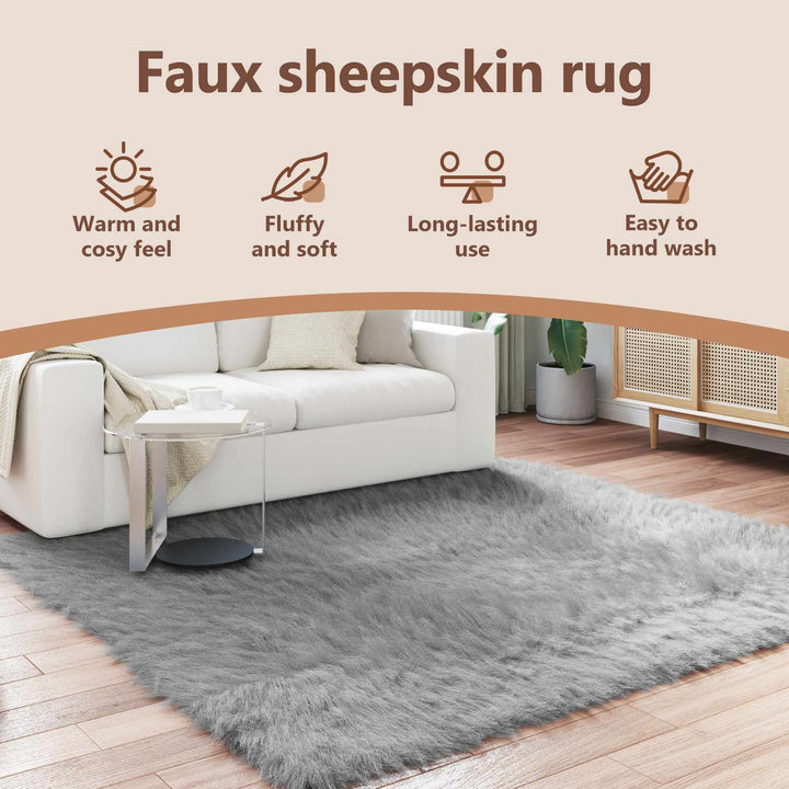 Fuskobbel lammeskindstæppe TAFALLA Grå 200 x 200 cm Polyester