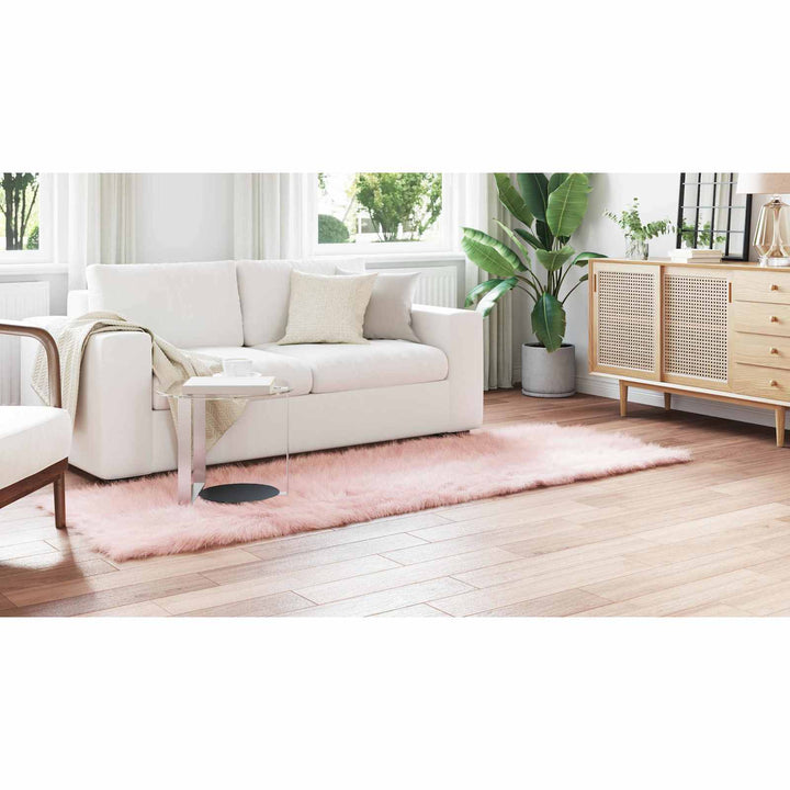Fuskobbel lammeskindstæppe TAFALLA Lyserød 80 x 250 cm