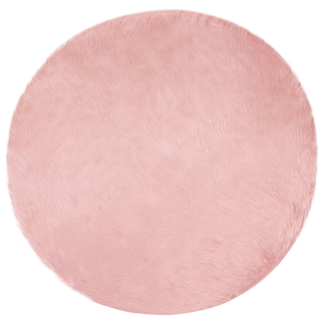 Fuskobbel lammeskindstæppe TAFALLA Lyserød Ø 200 cm Polyester