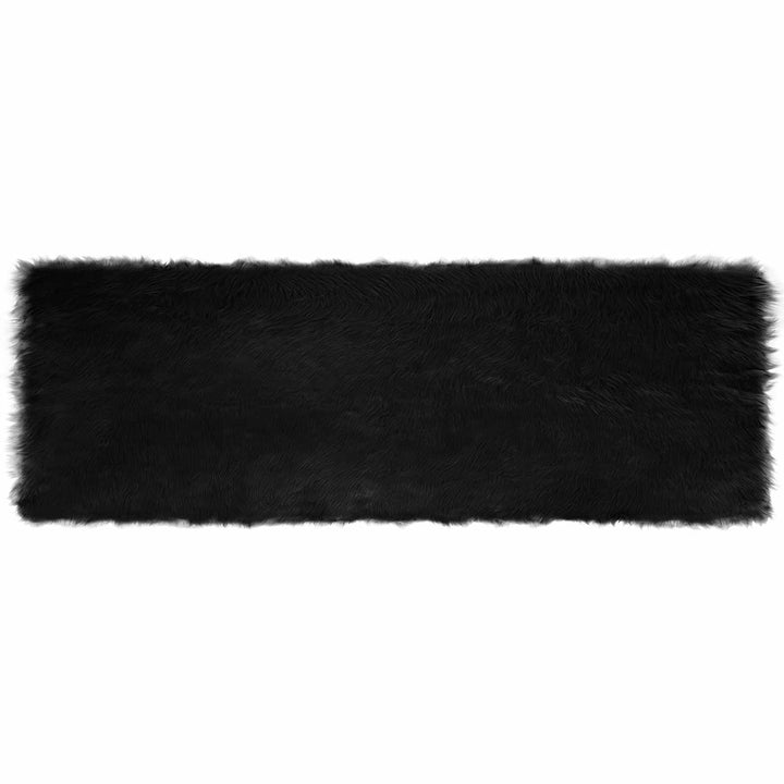 Fuskobbel lammeskindstæppe TAFALLA Sort 80 x 250 cm Polyester
