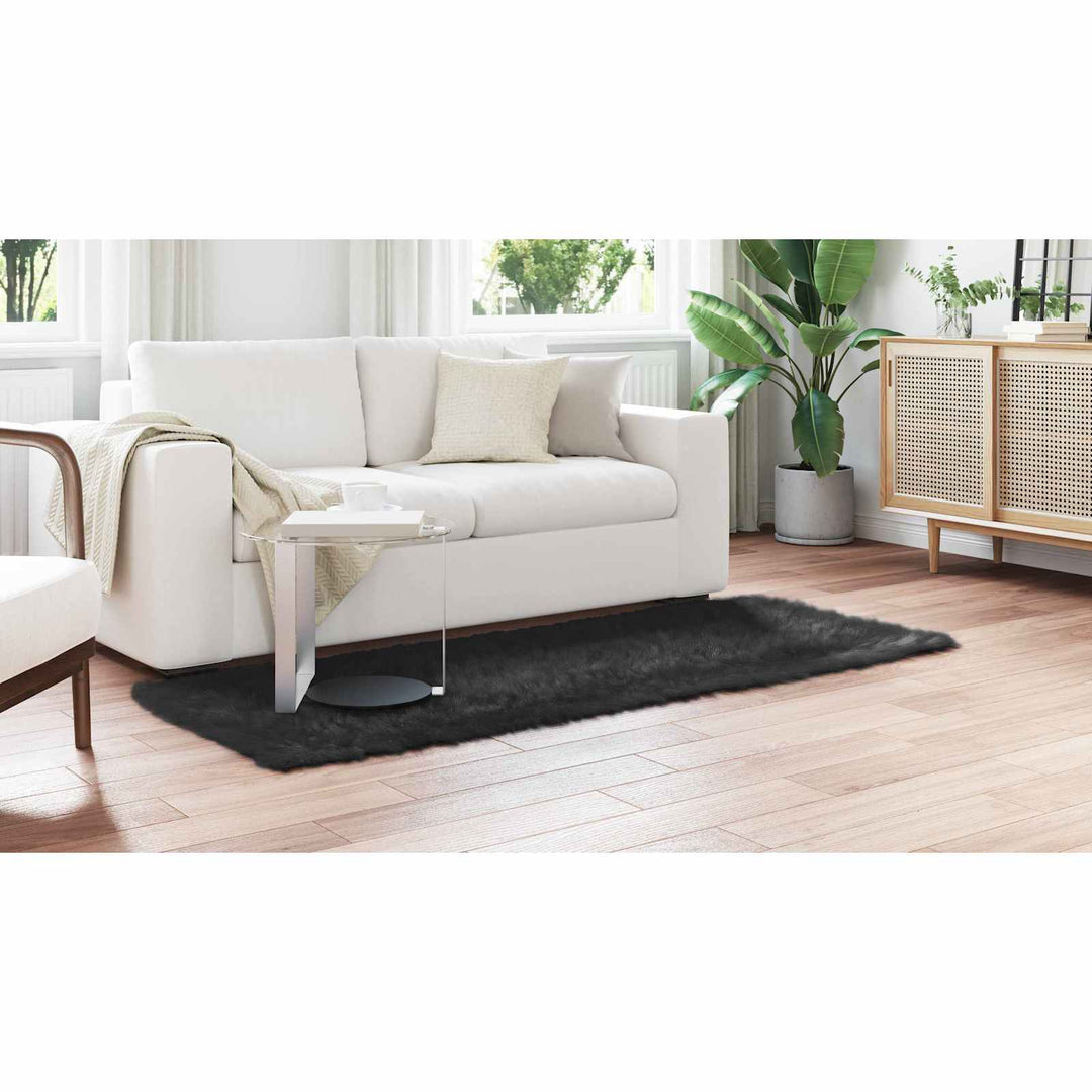Fuskobbel lammeskindstæppe TAFALLA Sort 100 x 200 cm Polyester