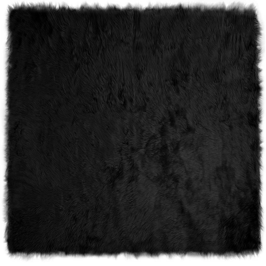 Fuskobbel lammeskindstæppe TAFALLA Sort 240 x 240 cm Polyester