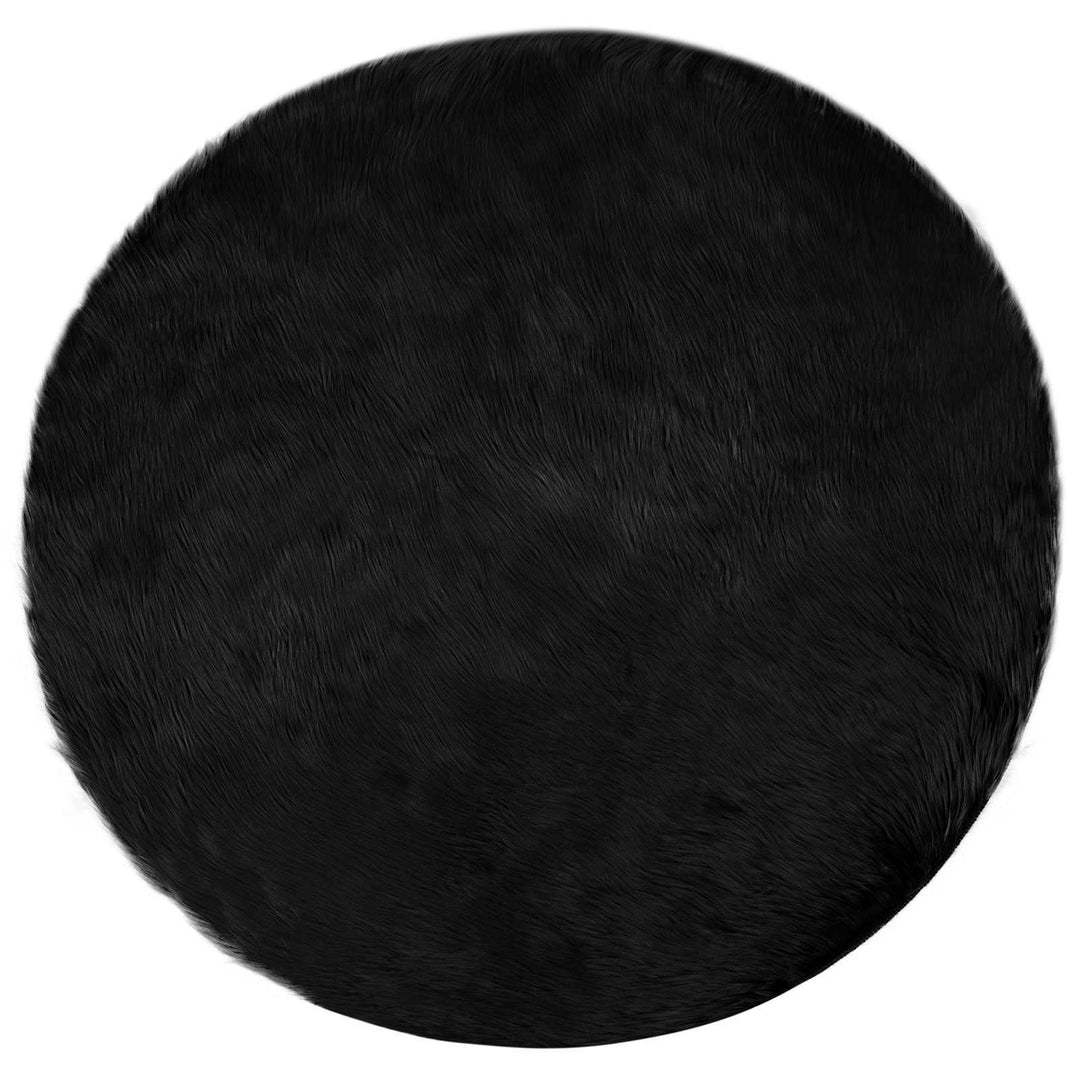 Fuskobbel lammeskindstæppe TAFALLA Sort Ø 160 cm Polyester