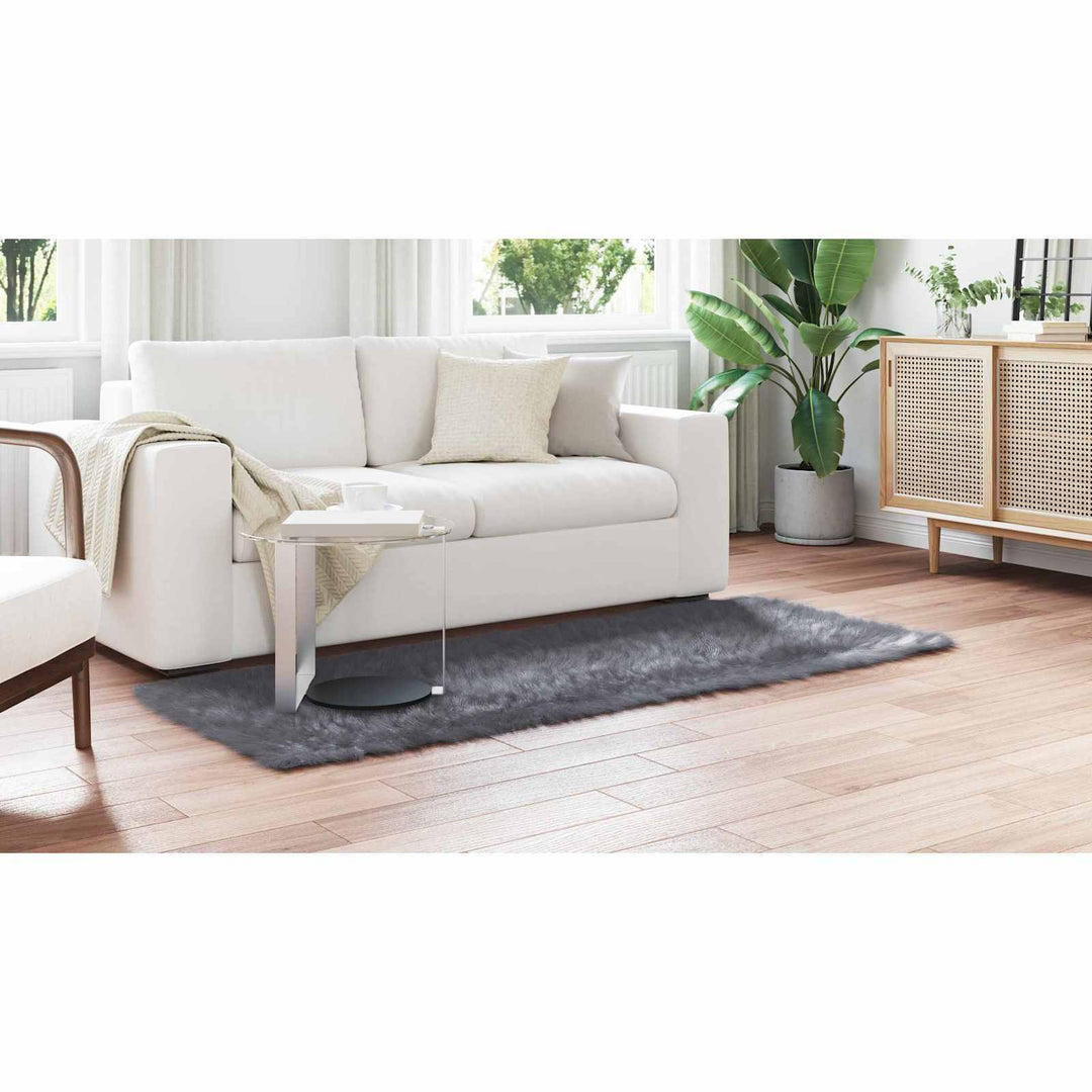 Fuskobbel lammeskindstæppe TAFALLA Antracit 80 x 200 cm