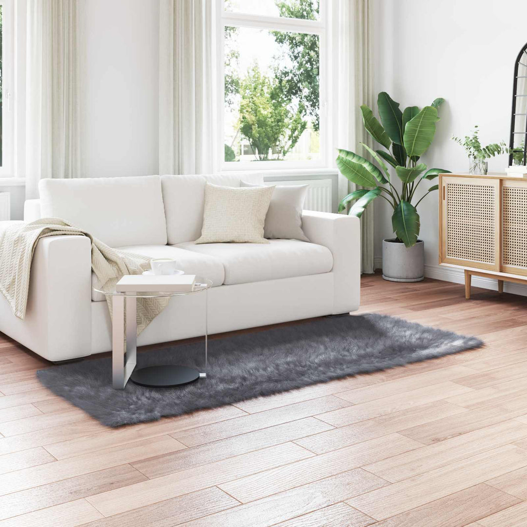 Fuskobbel lammeskindstæppe TAFALLA Antracit 80 x 200 cm