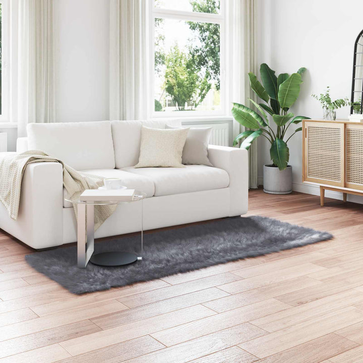 Fuskobbel lammeskindstæppe TAFALLA Antracit 80 x 200 cm
