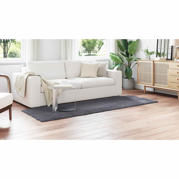 Fuskobbel lammeskindstæppe TAFALLA Antracit 80 x 250 cm