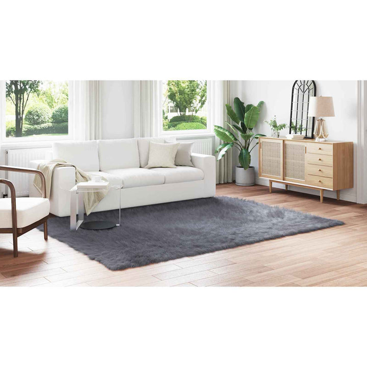 Fuskobbel lammeskindstæppe TAFALLA Antracit 240 x 340 cm