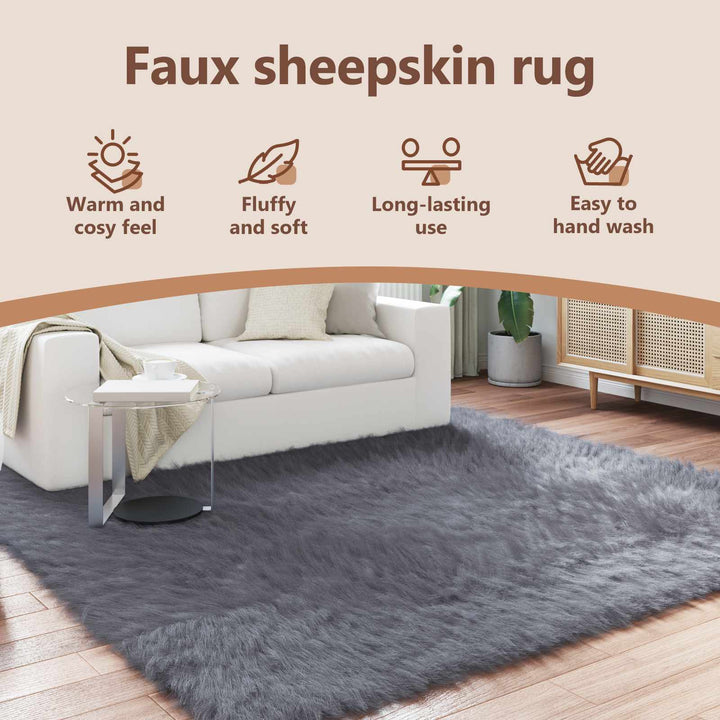 Fuskobbel lammeskindstæppe TAFALLA Antracit 200 x 200 cm