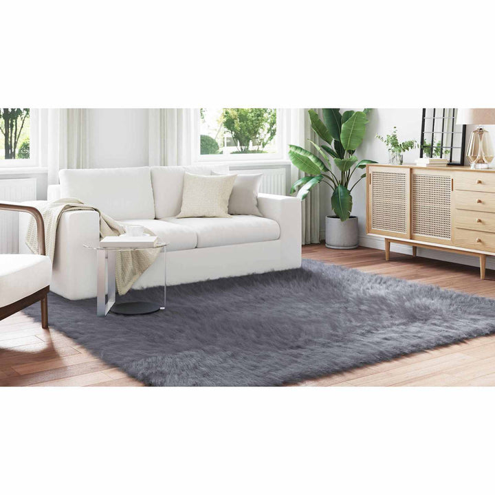 Fuskobbel lammeskindstæppe TAFALLA Antracit 240 x 240 cm