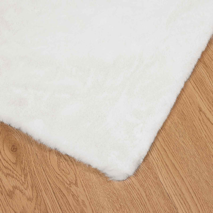 Skridsikker tæppe af kunstig kaninpels OLITE Hvid 60 x 110 cm