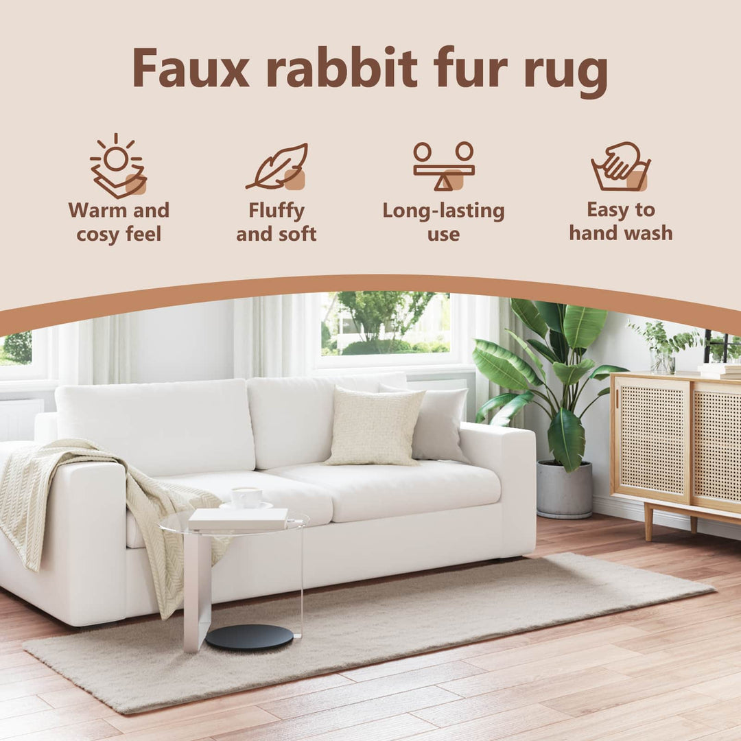 Skridsikker tæppe af kunstig kaninpels OLITE Beige 80 x 250 cm