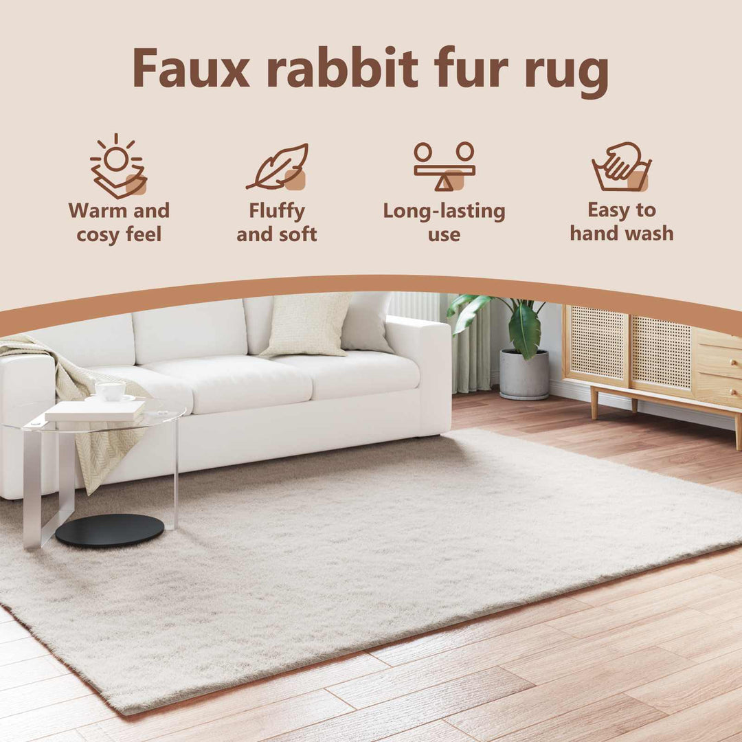 Skridsikker tæppe af kunstig kaninpels OLITE Beige 200 x 280 cm