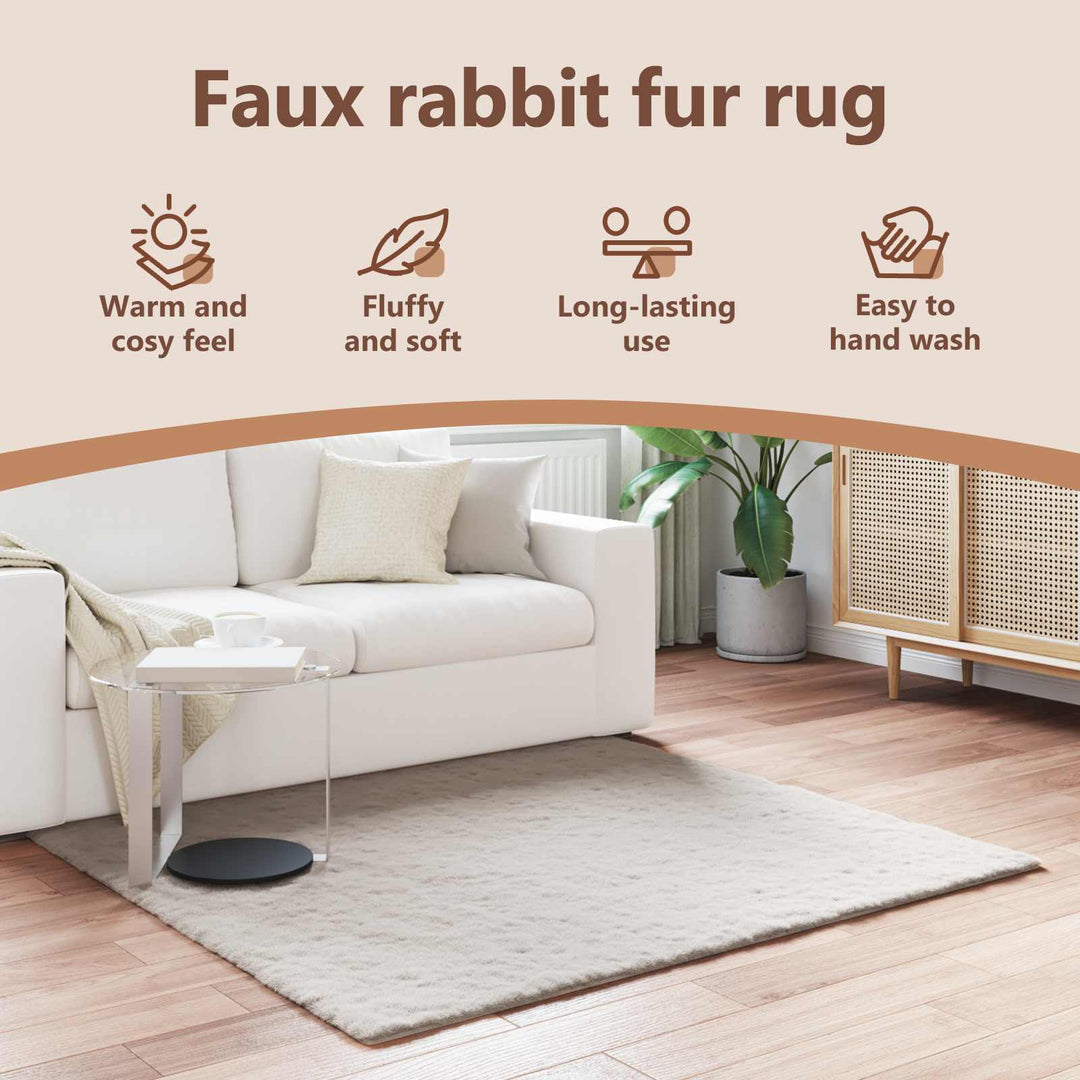 Skridsikker tæppe af kunstig kaninpels OLITE Beige 160 x 160 cm