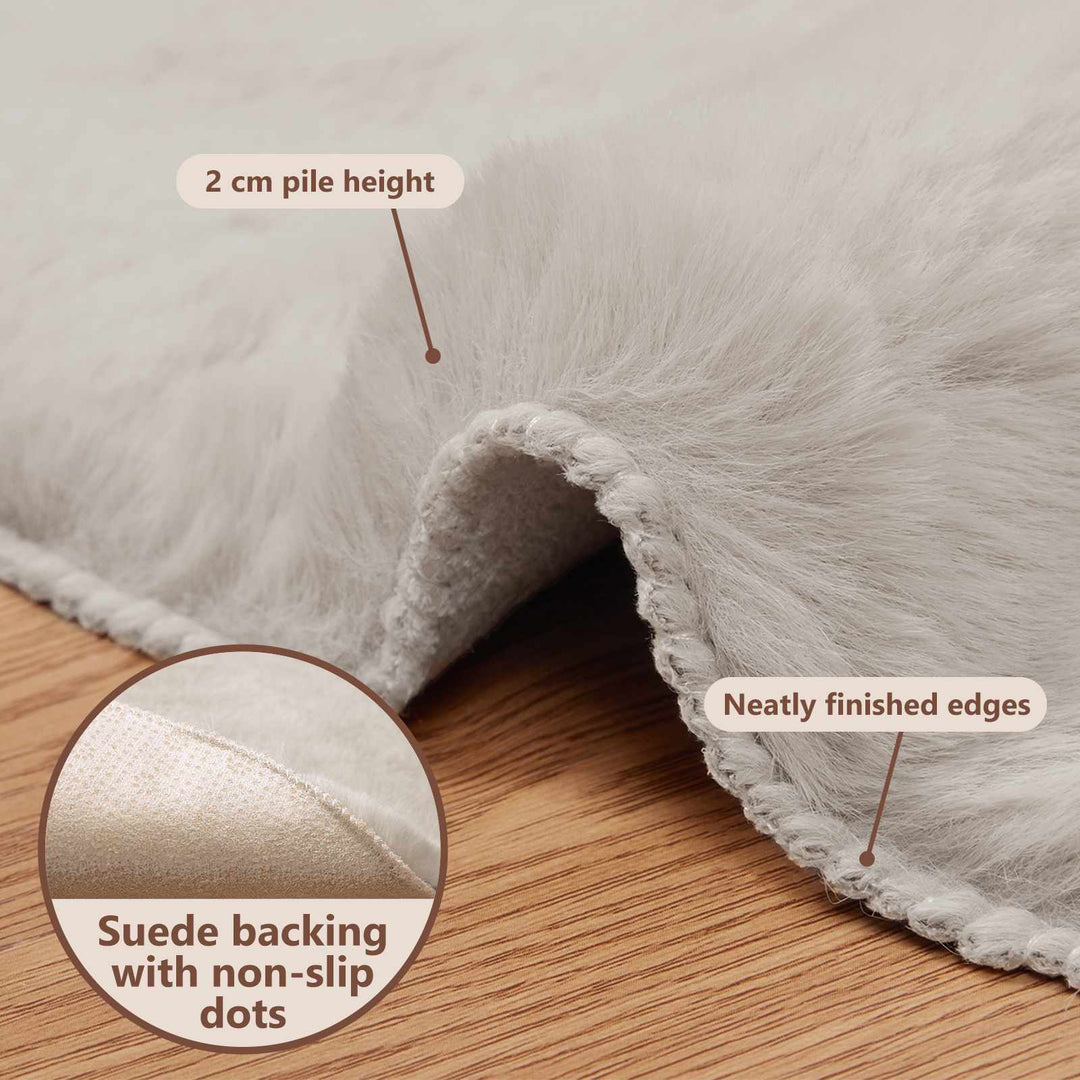 Skridsikker tæppe af kunstig kaninpels OLITE Beige Ø 160 cm