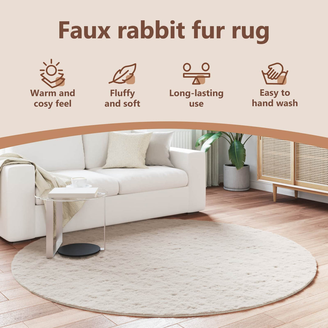 Skridsikker tæppe af kunstig kaninpels OLITE Beige Ø 200 cm