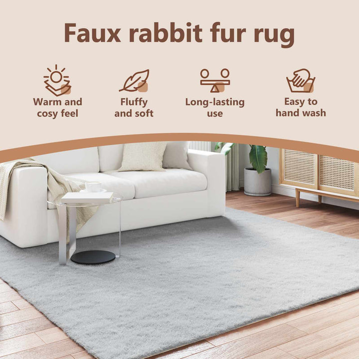 Skridsikker tæppe af kunstig kaninpels OLITE Grå 200 x 200 cm