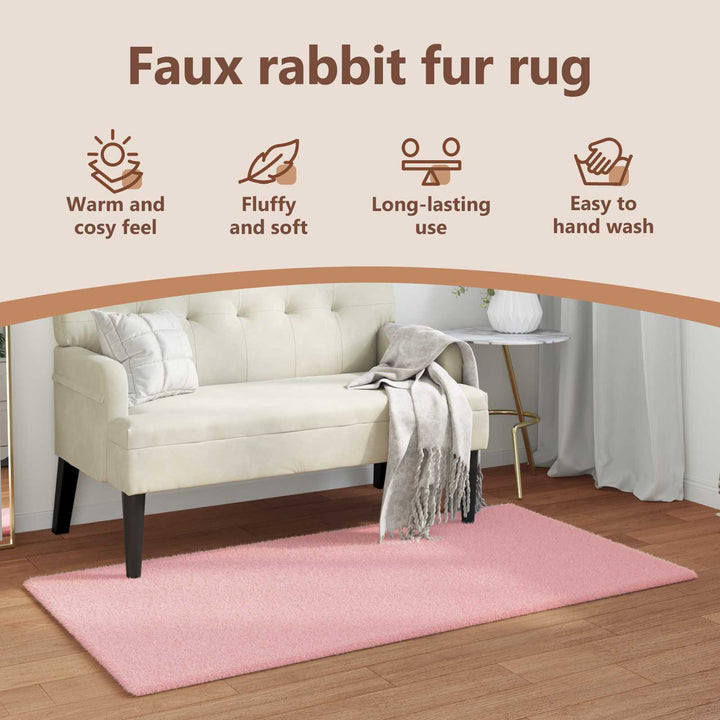 Skridsikker tæppe af kunstig kaninpels OLITE Lyserød Polyester
