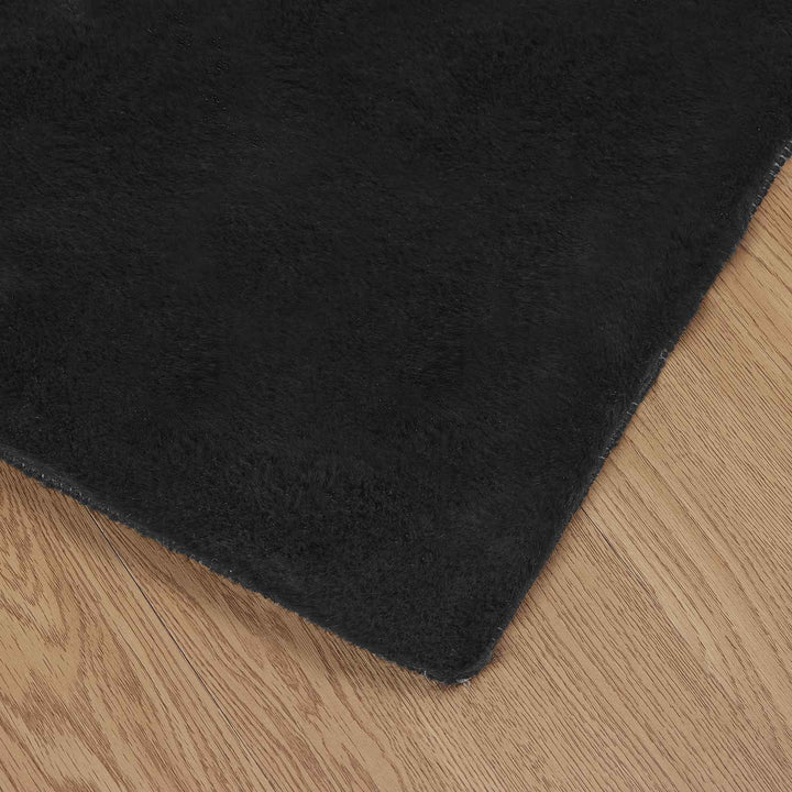 Skridsikker tæppe af kunstig kaninpels OLITE Sort 80 x 150 cm